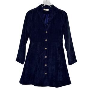 Olive Clothing Navy Button Front Fit Flare Corduroy Dress S 100% Cotton
